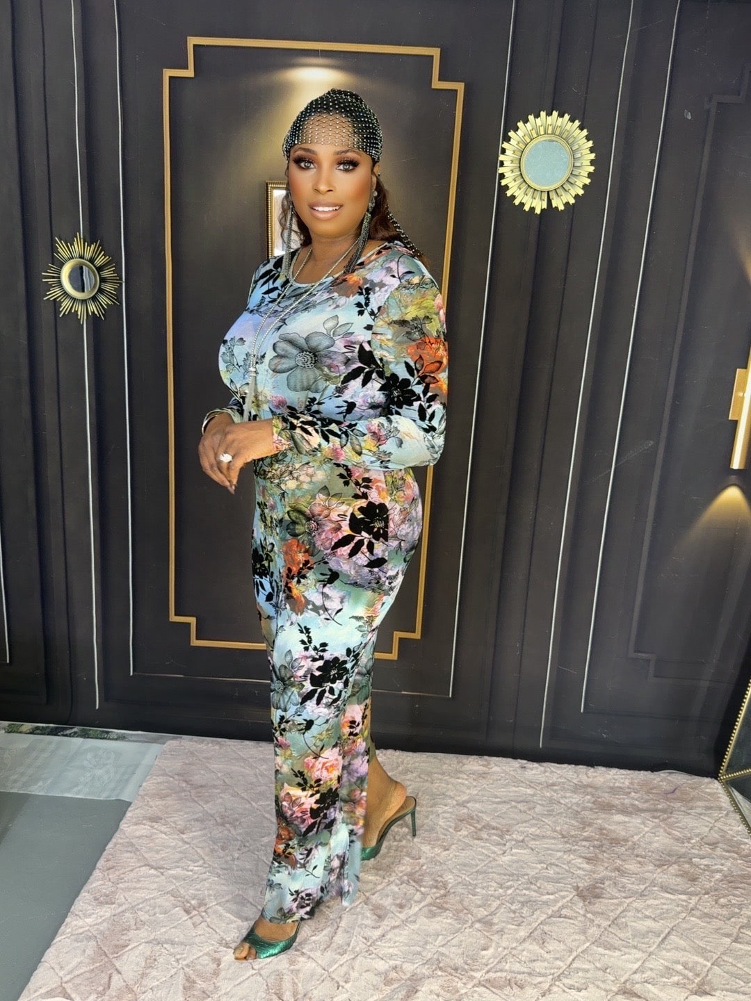 Flowered Mesh Dress