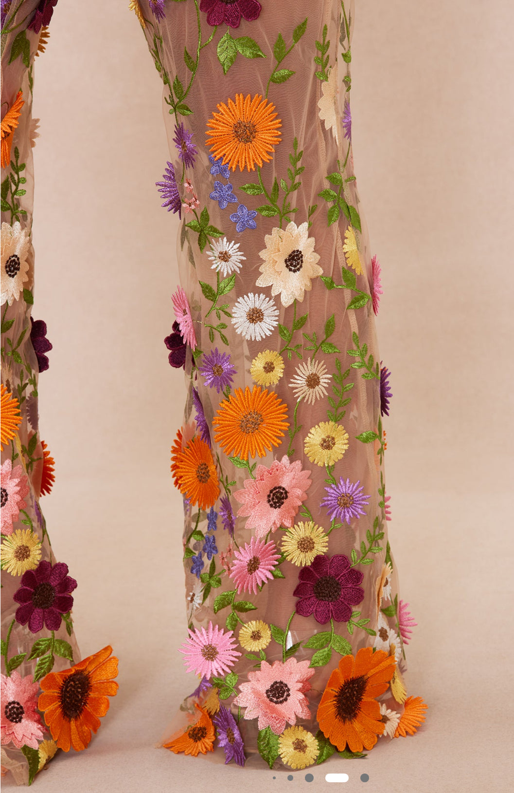 π Embroidered Nude Combo Pant
