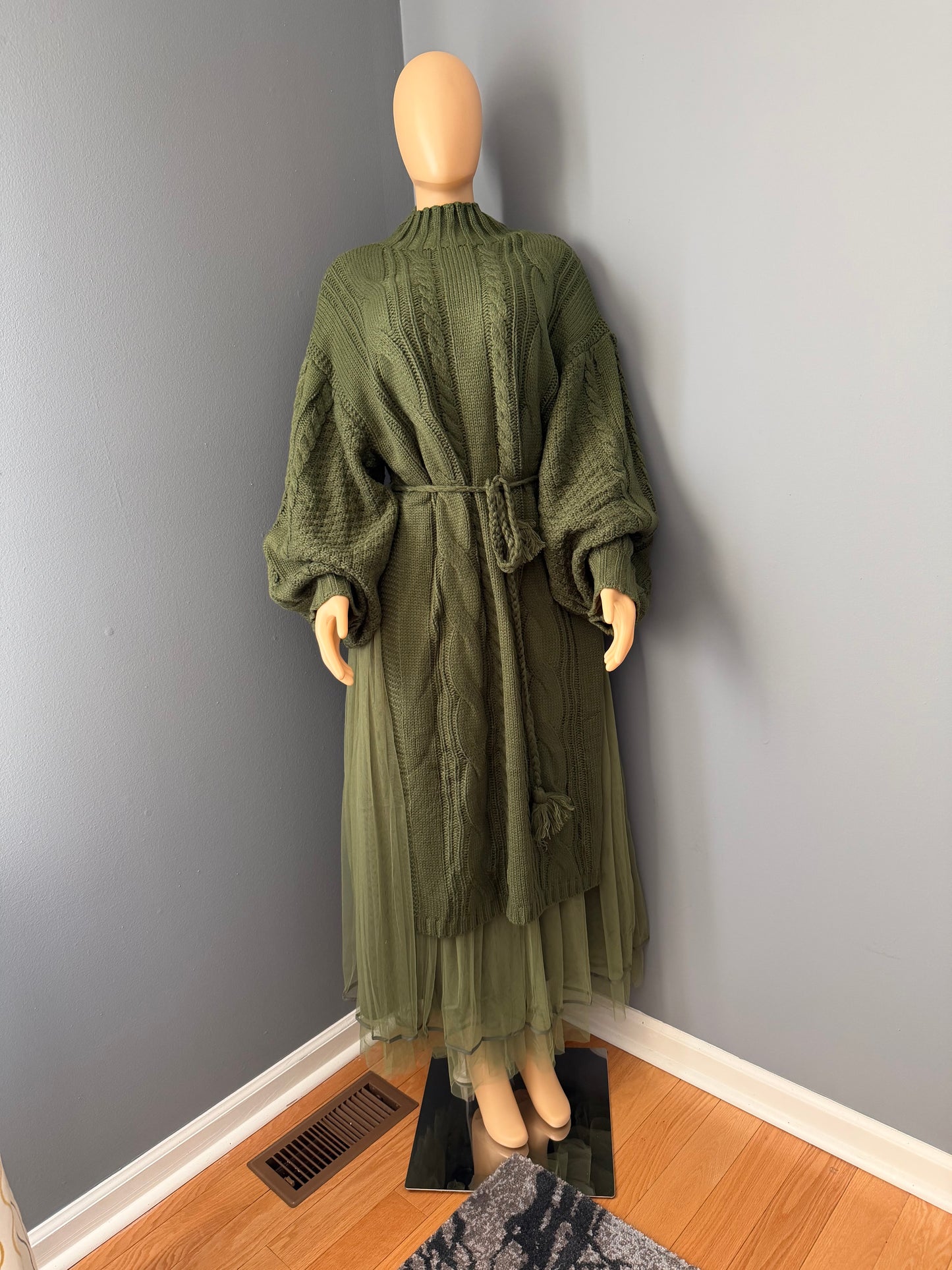 Mock Neck Knit Sweater Dress Set.