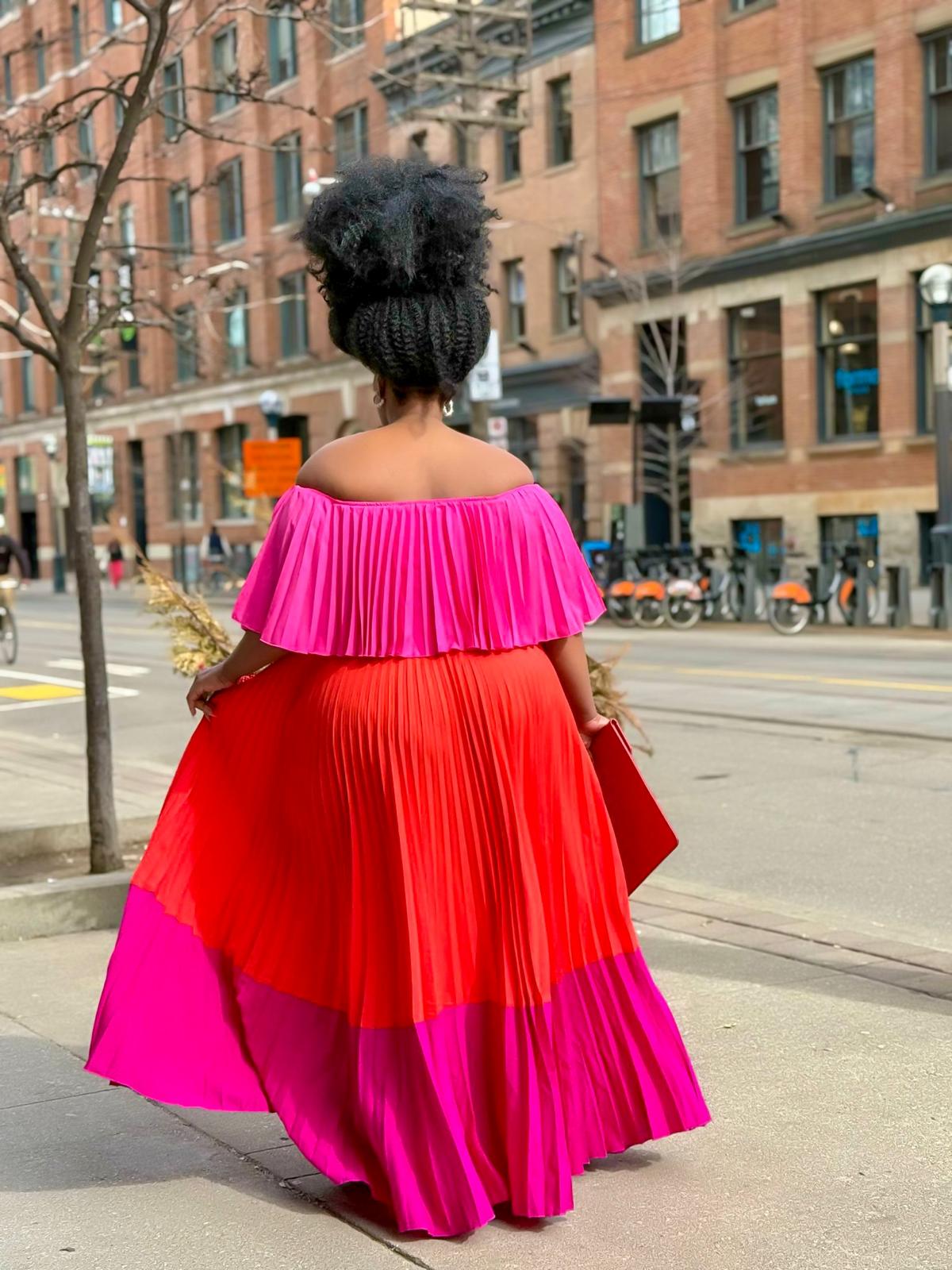 Two tone Pleated Dress