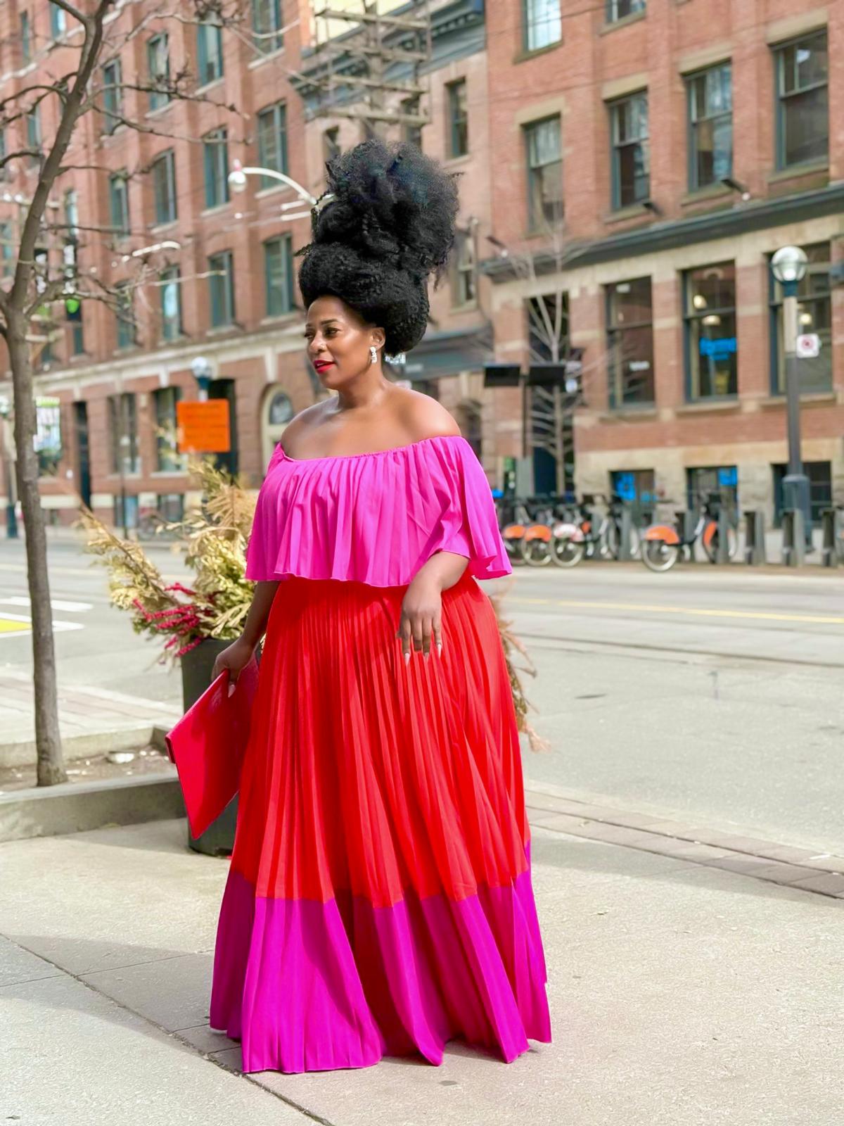 Two tone Pleated Dress
