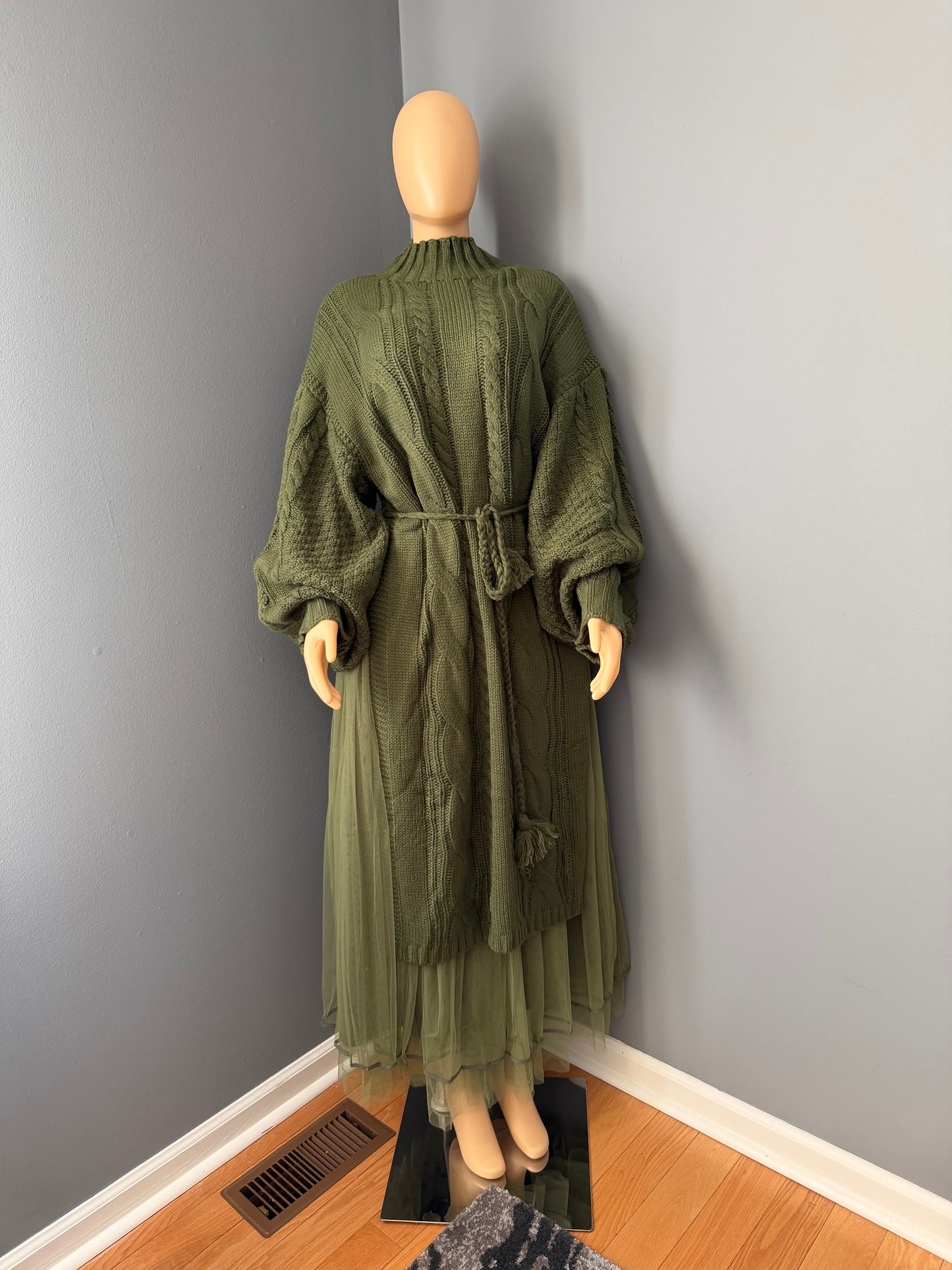 Mock Neck  Knit Sweater Dress Set.