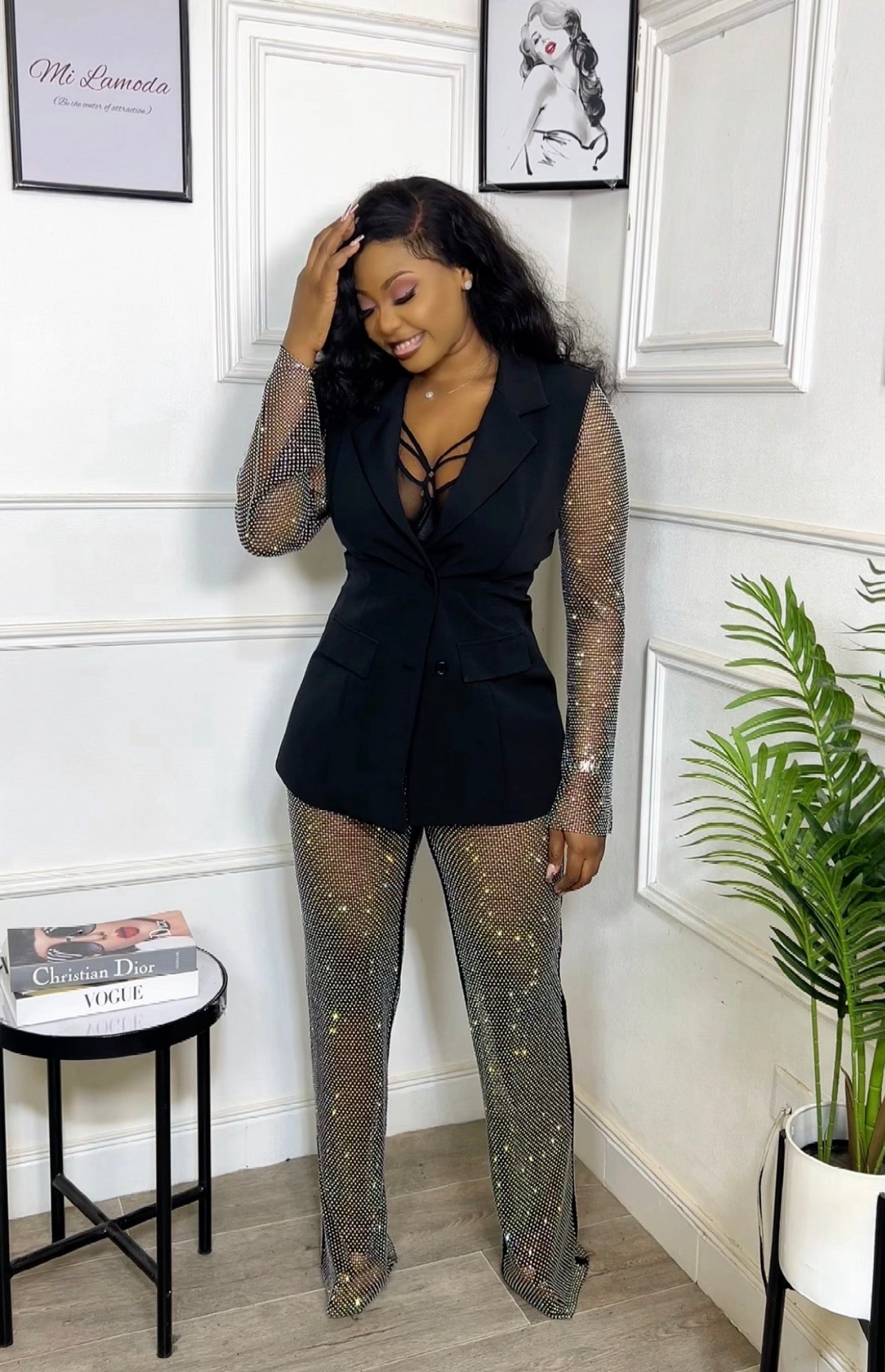 Emporium Classy Embellished pant Blazer set