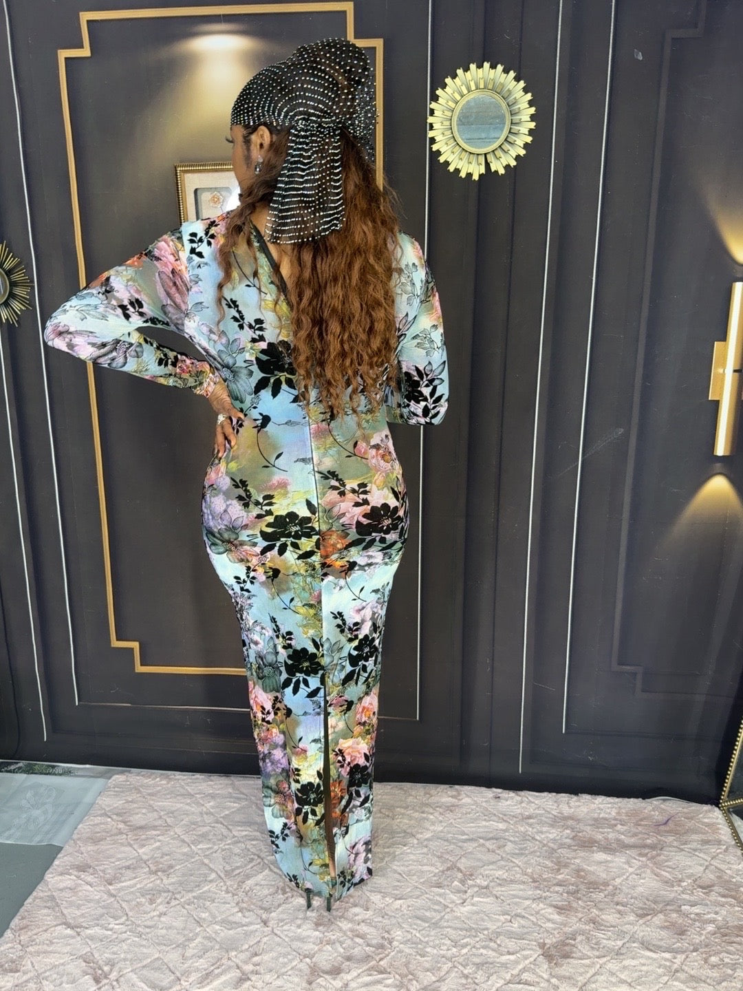 Flowered Mesh Dress
