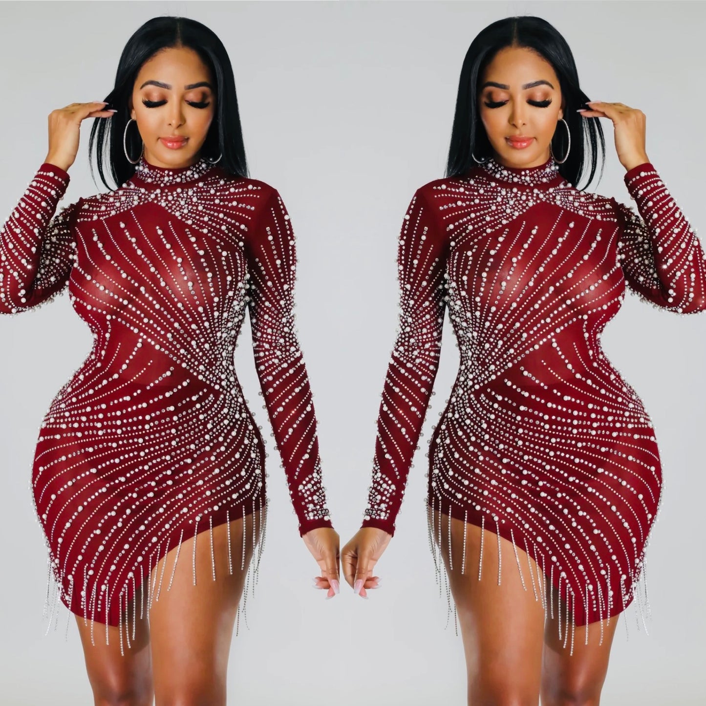 Dolly Embellished stone pearl Dress