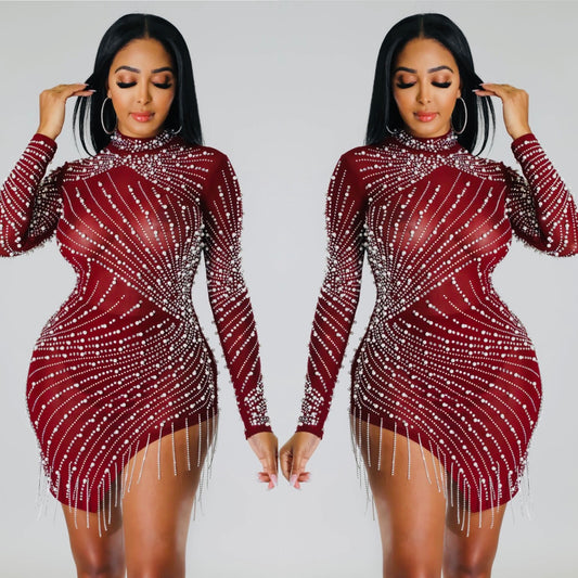 Dolly Embellished stone pearl Dress