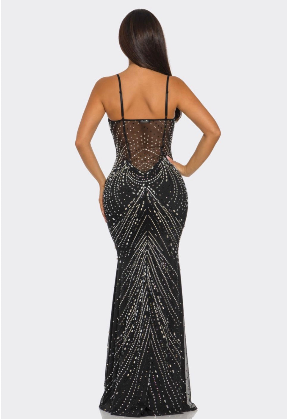 Icy Swarovski Luxe front Slit Dress