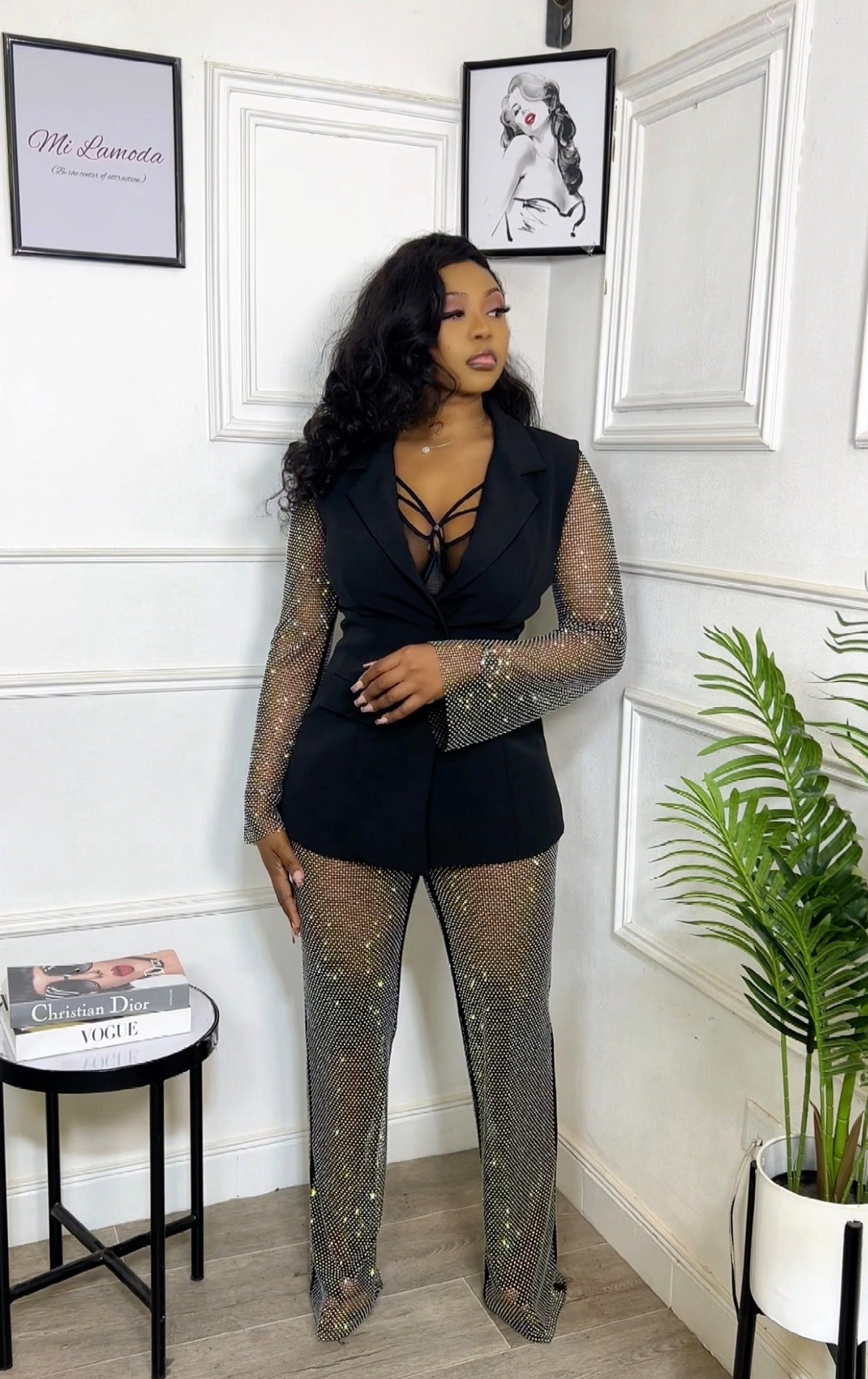 Emporium Classy Embellished pant Blazer set