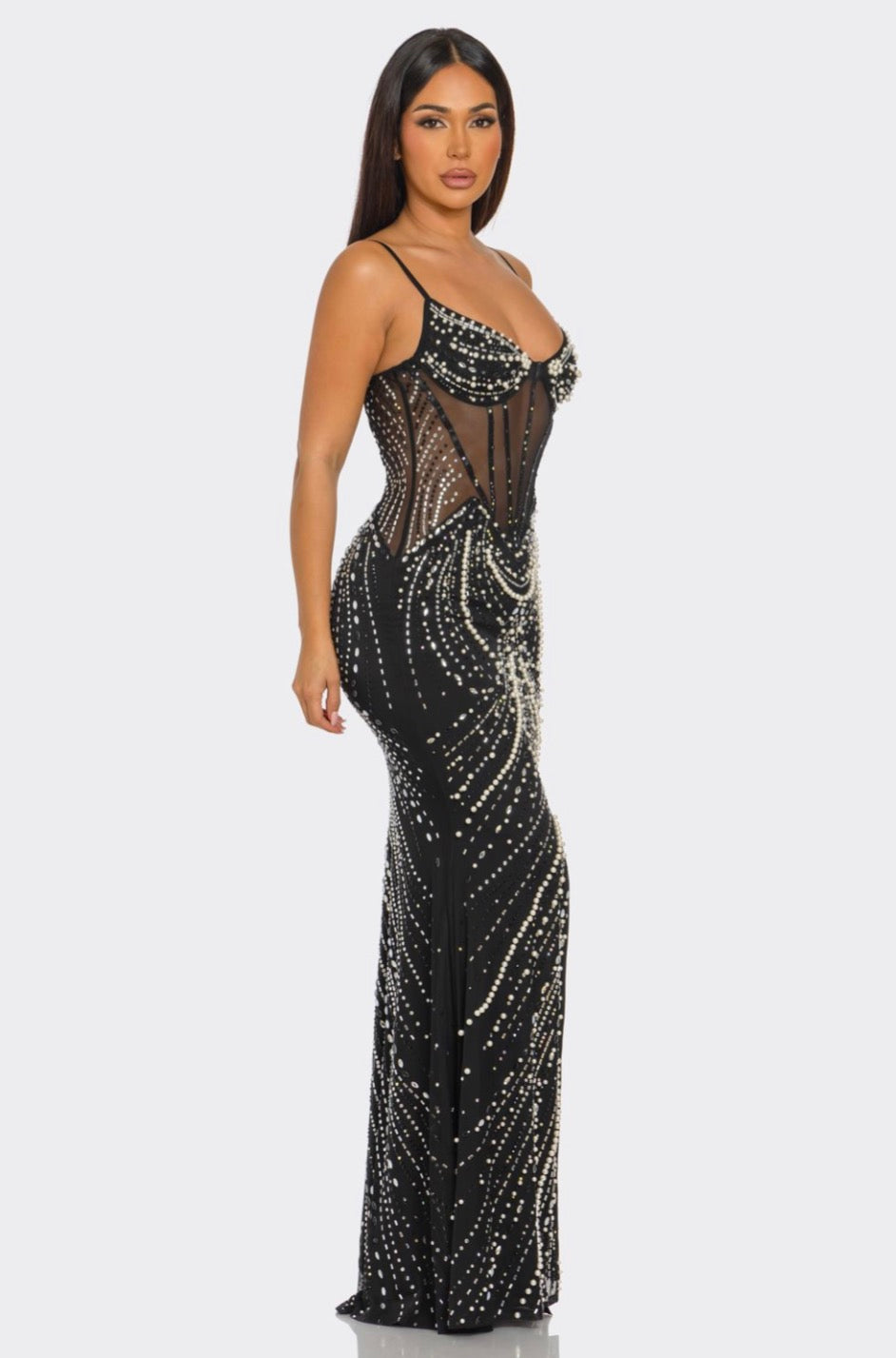 Icy Swarovski Luxe front Slit Dress