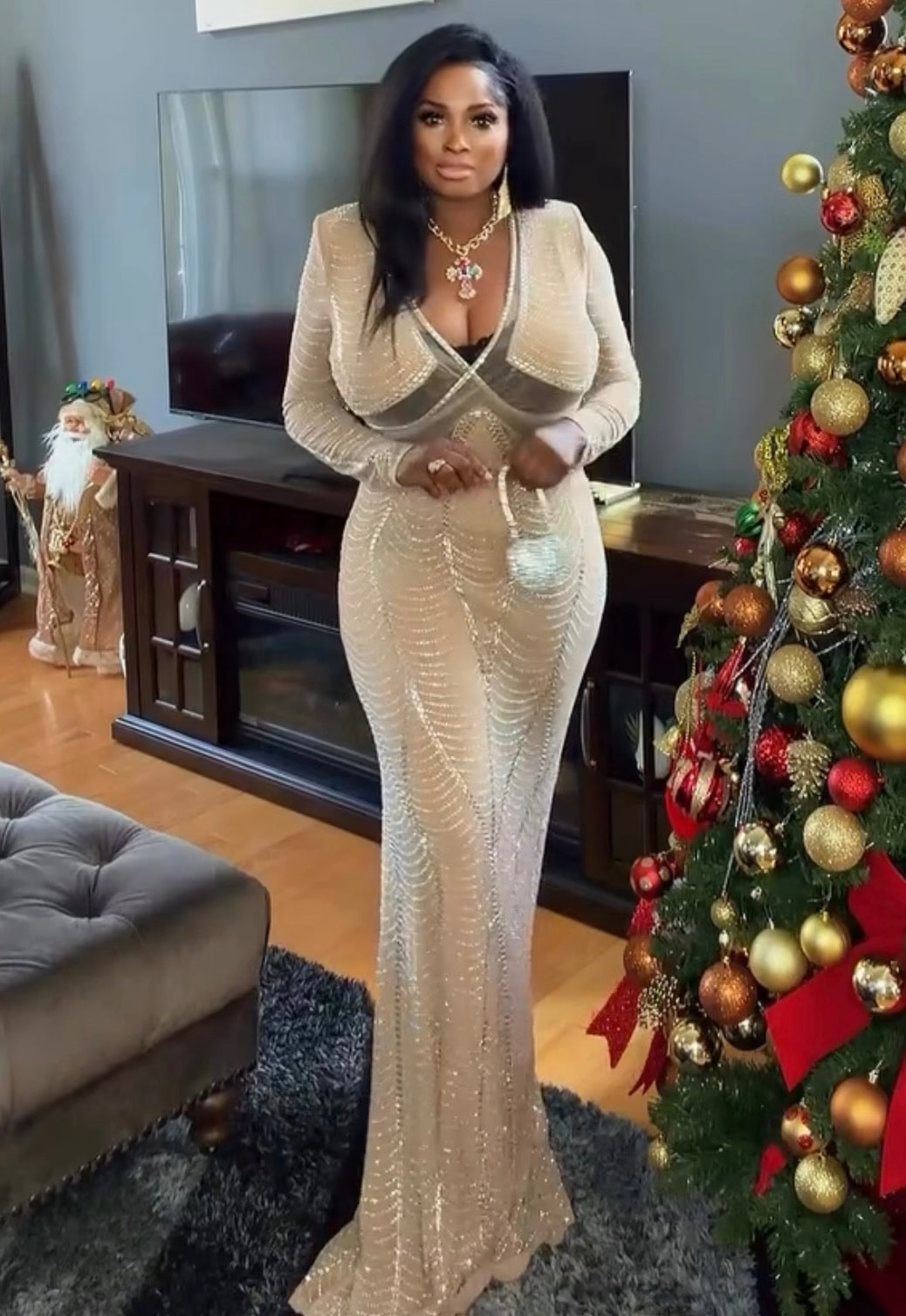 Ellison Embellished Bling Rhinestone Dress