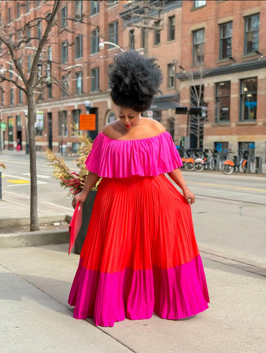 Two tone Pleated Dress
