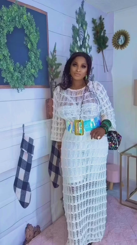 Tiffany Crochet Dress (Off White)