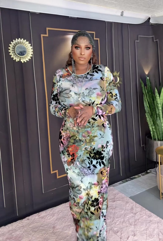 Flowered Mesh Dress